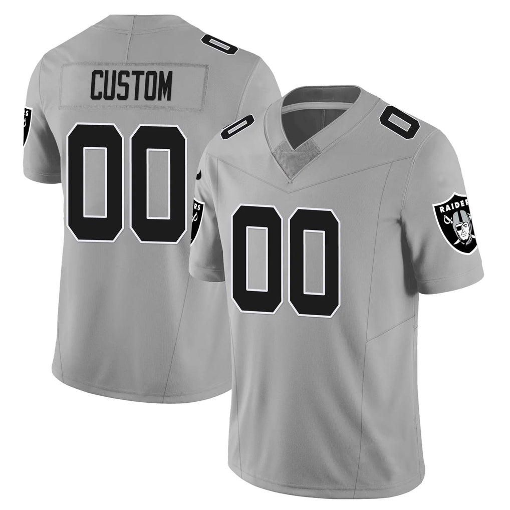 Kooe Custom LV.Raiders Gray Limited Vapor F.U.S.E. Home Game Stitched Jerseys