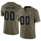 Kooe Custom LV.Raiders  Salute To Service Olive Stitched Jerseys