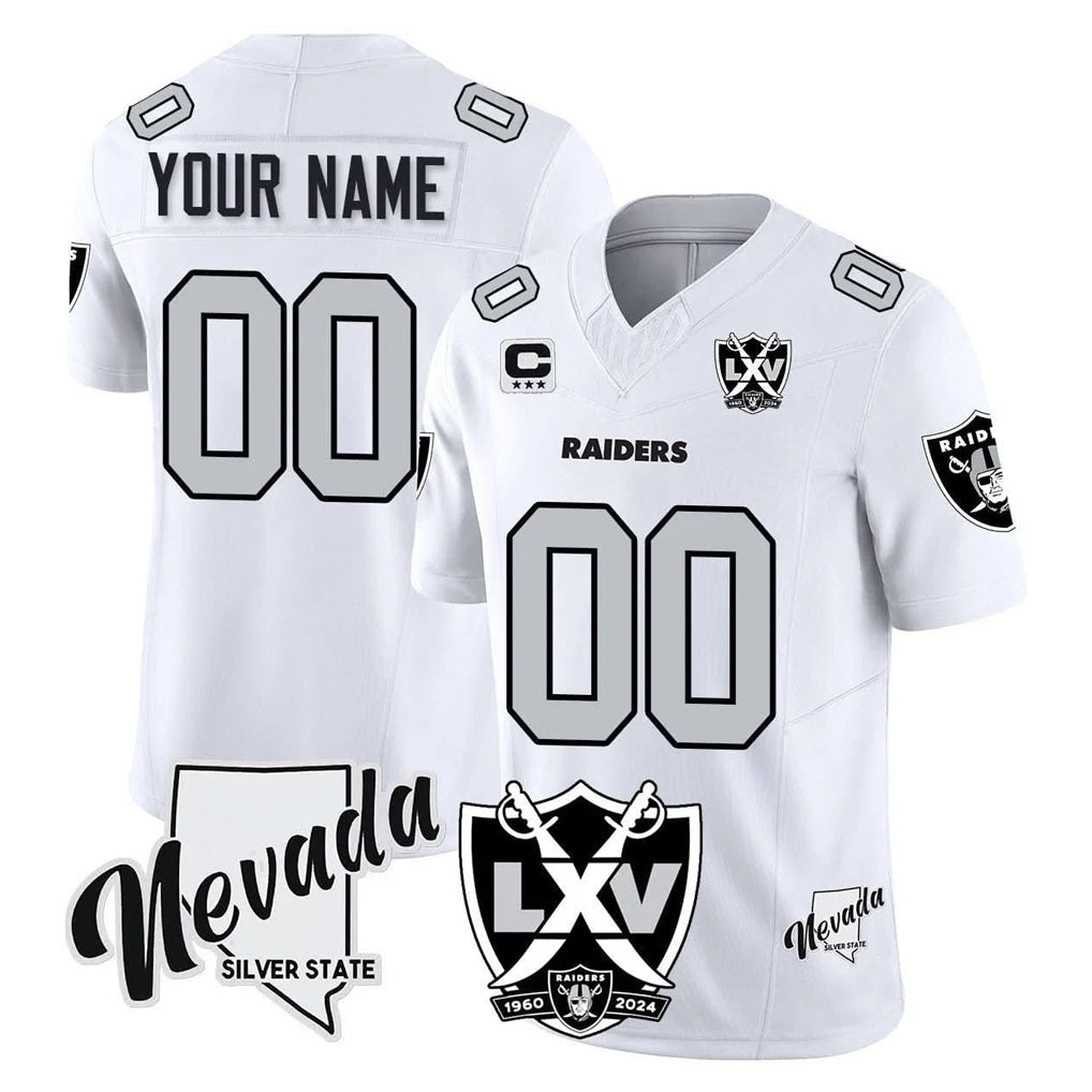Kooe Custom LV.Raiders White 2026 Vapor Limited 65th Anniversary Home Game Any Name & Numbers Stitched Jerseys