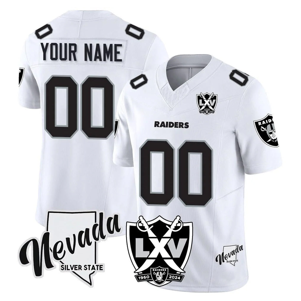 Kooe Custom LV.Raiders White 65th Anniversary Vapor Limited Home Game Any Name & Numbers Stitched Jerseys