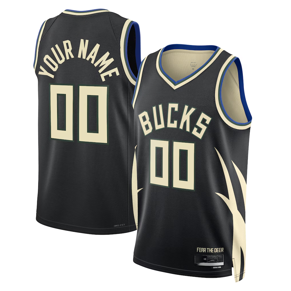 Kooe Custom M.Bucks Black 2022-23 Swingman Jerseys - Statement Edition