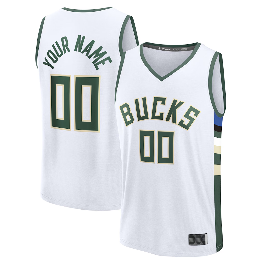 Kooe Custom M.Bucks White Fast Break Jerseys - Association Edition