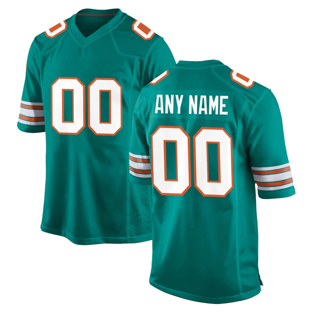Kooe Custom M.Dolphins Aqua Alternate Home Game Any Name & Numbers Stitched Jerseys