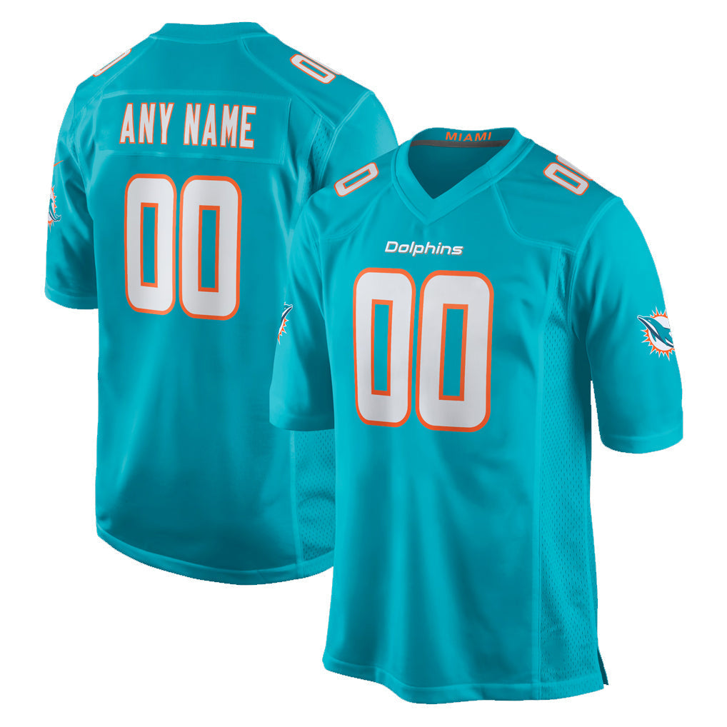 Kooe Custom M.Dolphins Aqua Home Game Any Name & Numbers Stitched Jerseys