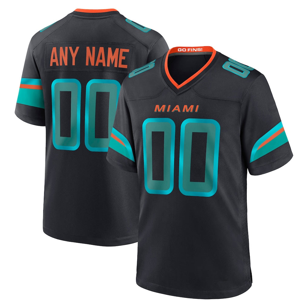 Kooe Custom M.Dolphins Black Pitch Rivalries Collection Home Game Any Name & Numbers Stitched Jerseys