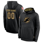 Kooe Custom M.Dolphins Black Salute to Service Hoodies Limited Game Any Name & Numbers Stitched Jerseys