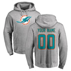 Kooe Custom M.Dolphins Gray LOGO Pullover Hoodies Limited Any Name & Numbers Stitched Jerseys