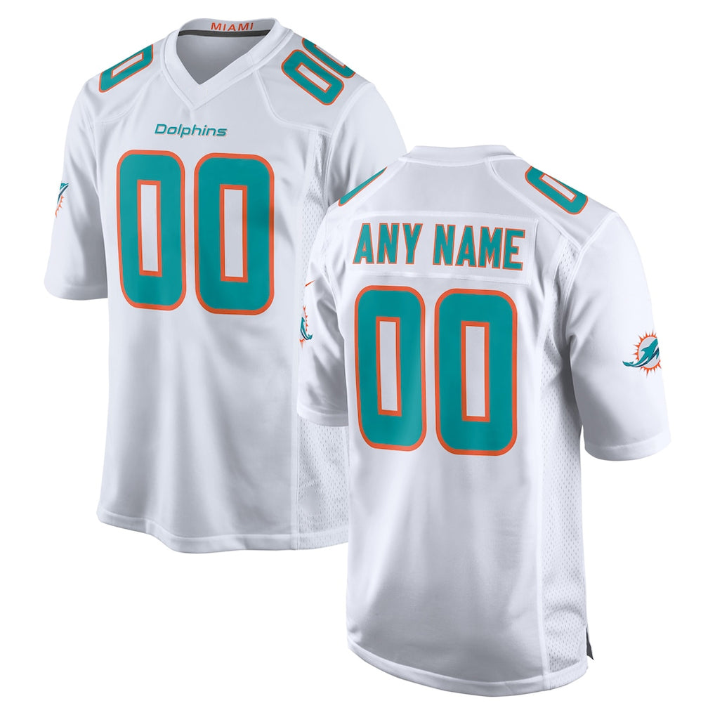 Kooe Custom M.Dolphins White Game Home Any Name & Numbers Stitched Jerseys