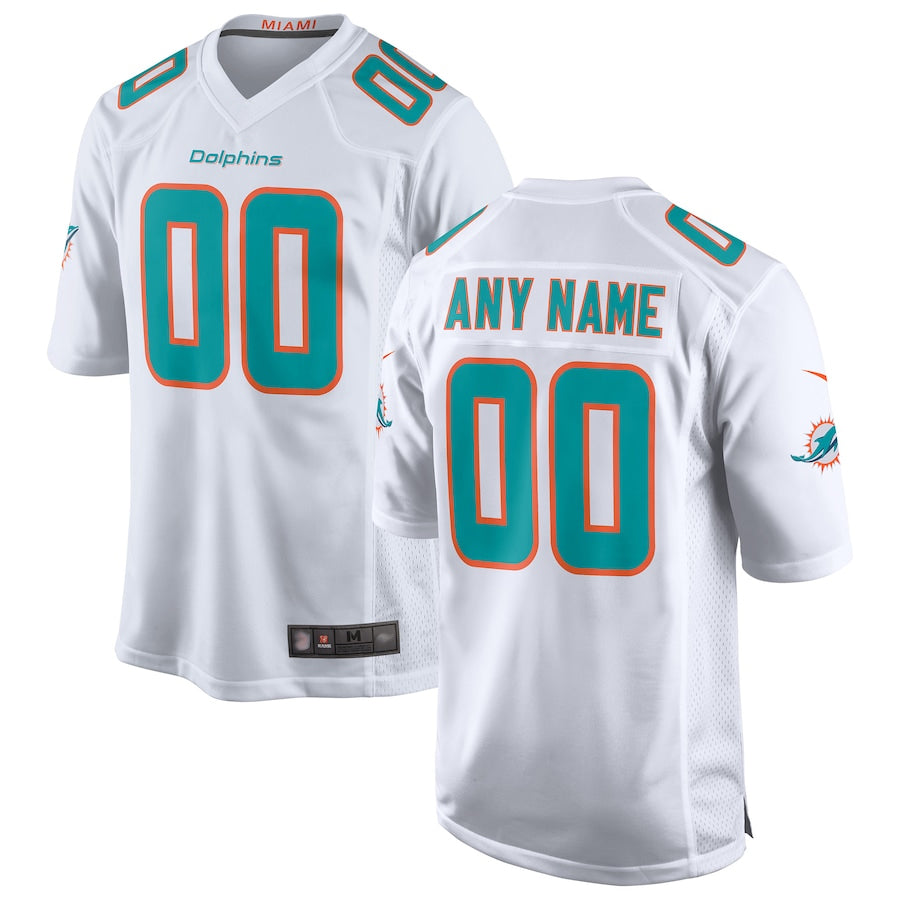 Kooe Custom M.Dolphins White Game Road Stitched Jerseys