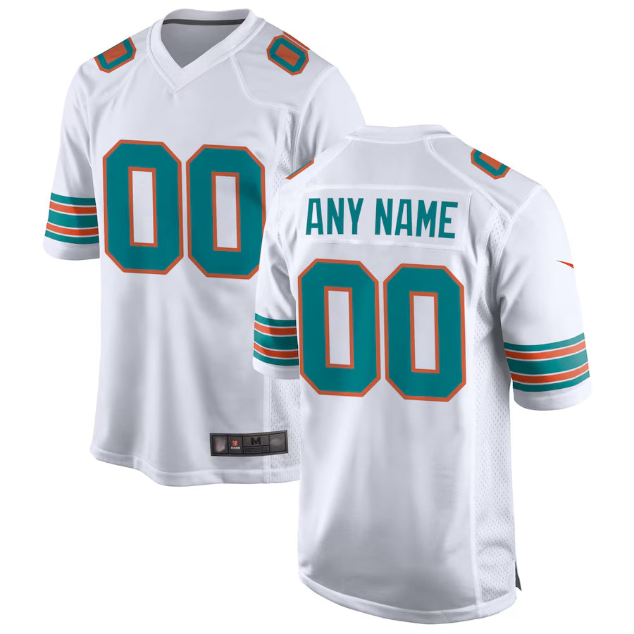 Kooe Custom M.Dolphins White Game Secondary Alternate Stitched Jerseys
