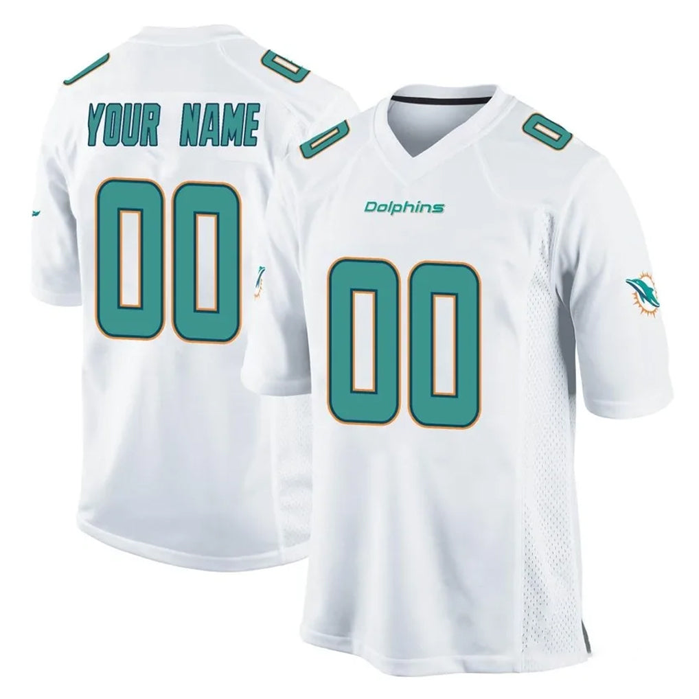 Kooe Custom M.Dolphins White Home Game Any Name & Numbers Stitched Jerseys