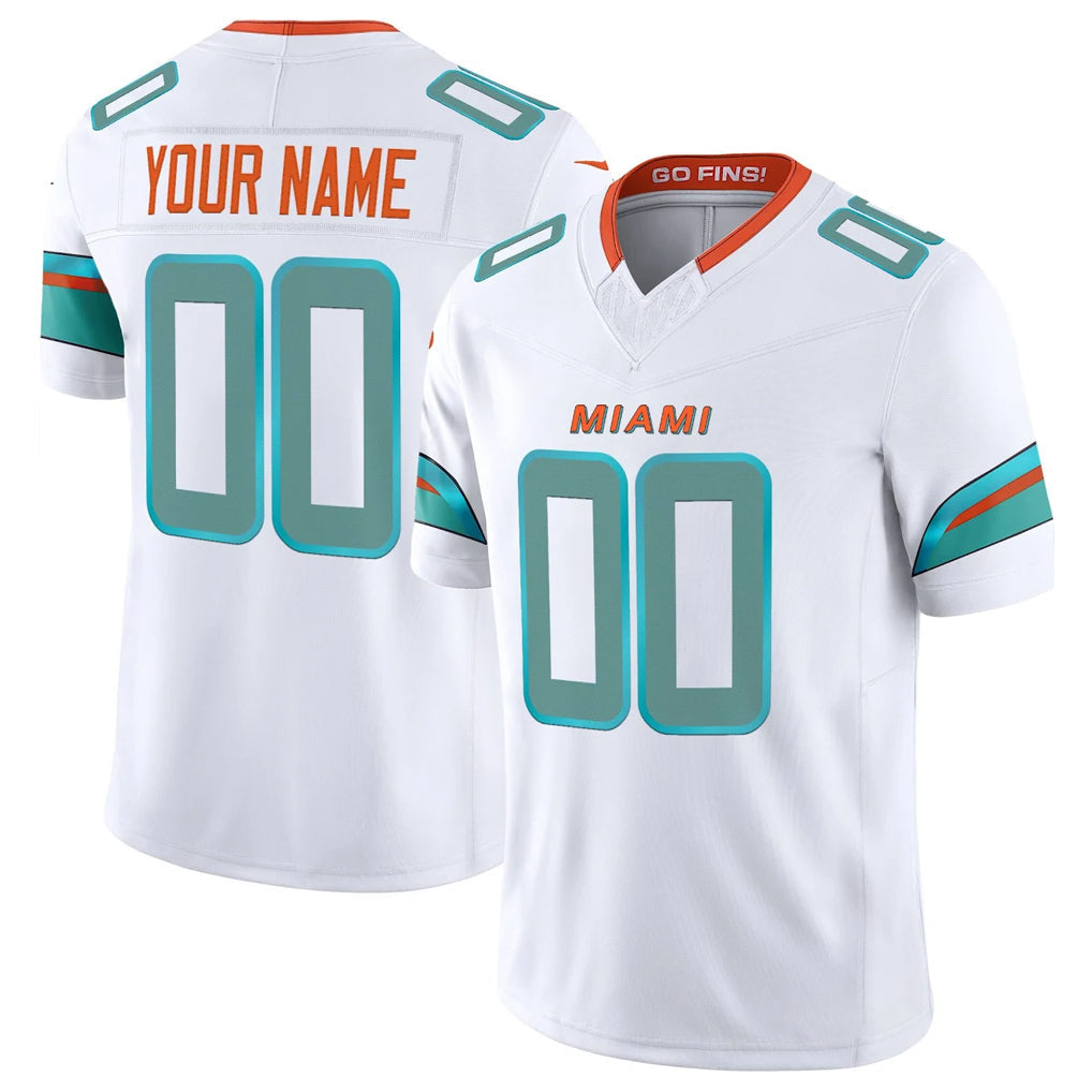 Kooe Custom M.Dolphins White Limited Vapor F.U.S.E. Home Game Any Name & Numbers Stitched Jerseys