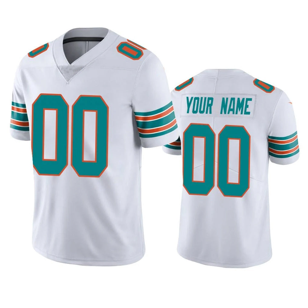 Kooe Custom M.Dolphins White Limited Vapor Untouchable Home Game Any Name & Numbers Stitched Jerseys