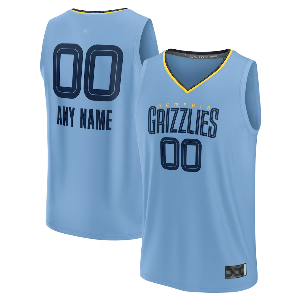 Kooe Custom M.Grizzlies Light Blue Fast Break Stitched Jerseys- Statement Edition