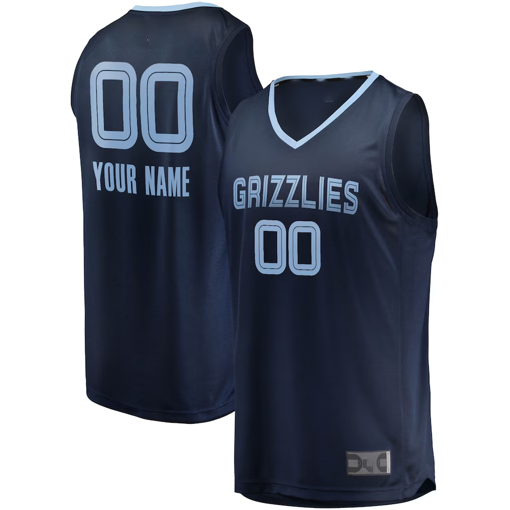 Kooe Custom M.Grizzlies Navy Fast Break Replica Stitched Jerseys- Icon Edition