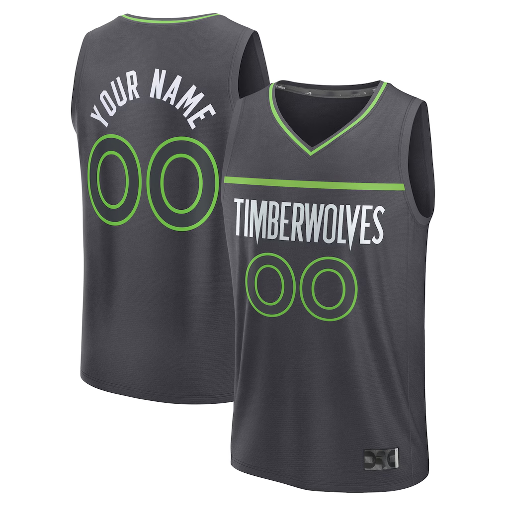 Kooe Custom M.Timberwolves Anthracite Fast Break Stitched Jerseys- Icon Edition