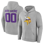 Kooe Custom MN.Vikings Gray LOGO Pullover Hoodies Limited Any Name & Numbers Stitched Jerseys