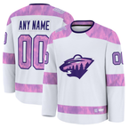 Kooe Custom M.Wild White 2024 Hockey Fights Cancer Practice Jerseys