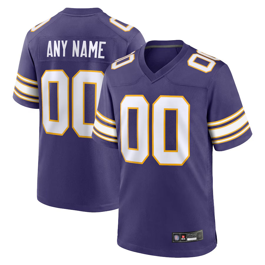 Kooe Custom MN.Vikings Purple Secondary Alternate Game Stitched Jerseys