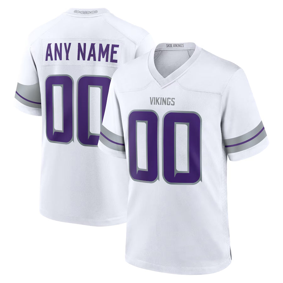Kooe Custom MN.Vikings White Alternate Game Stitched Jerseys