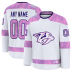 Kooe Custom N.Predators White 2024 Hockey Fights Cancer Practice Jerseys