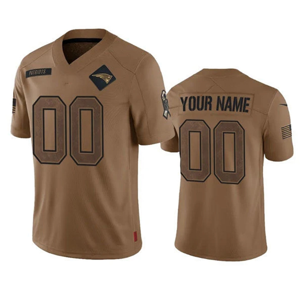 Kooe Custom NE.Patriots Brown Salute To Service Limited Any Name & Numbers Stitched Jerseys