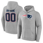 Kooe Custom NE.Patriots Gray Team Authentic Personalized Name & Number Hoodie Stitched Jerseys