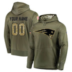 Kooe Custom NE.Patriots Olive Salute to Service Pullover Hoodies Home Game Any Name & Numbers Stitched Jerseys
