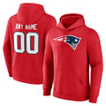 Kooe Custom NE.Patriots Red LOGO Pullover Hoodies Home Game Any Name & Numbers Stitched Jerseys