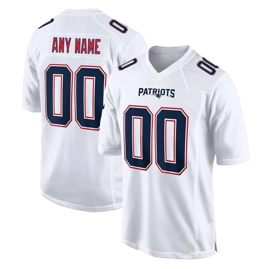 Kooe Custom NE.Patriots White Fashion Limited Home Game Any Name & Numbers Stitched Jerseys