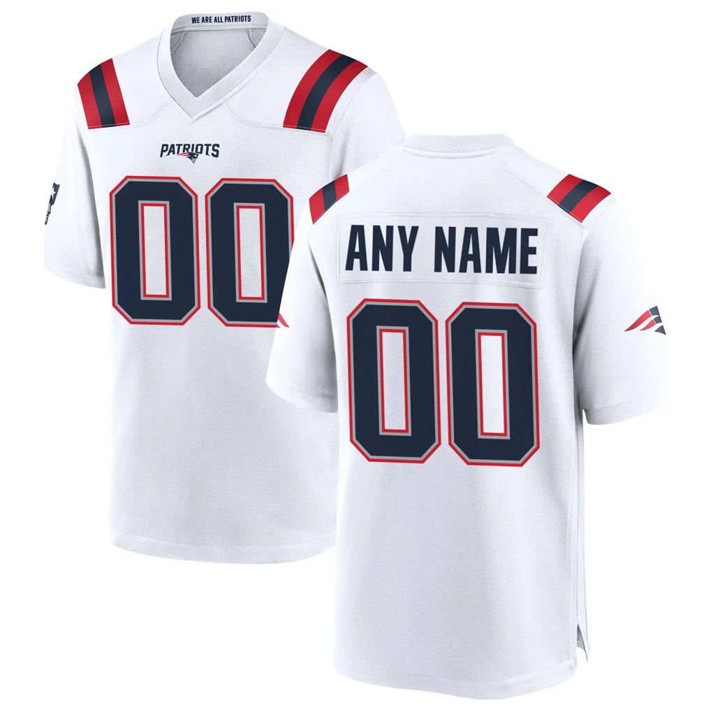 Kooe Custom NE.Patriots White Home Game Any Name & Numbers Stitched Jerseys
