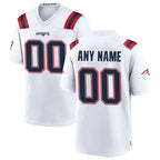 Kooe Custom NE.Patriots White Home Game Any Name & Numbers Stitched Jerseys
