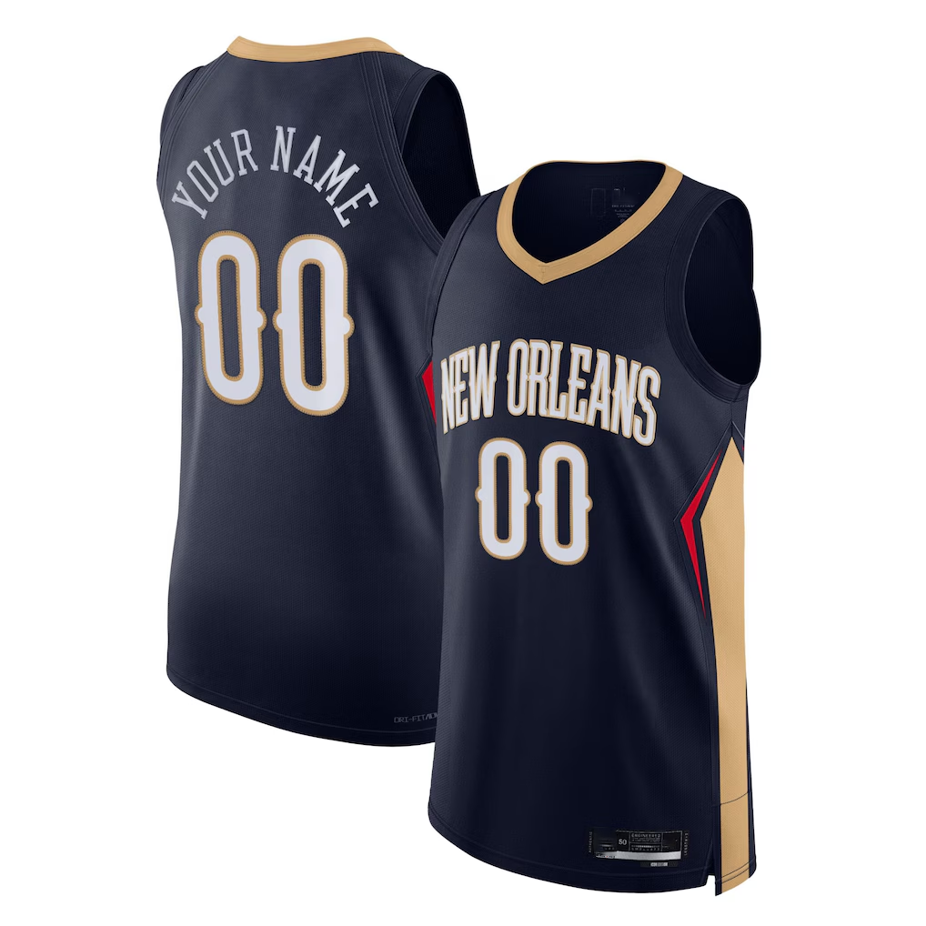 Kooe Custom NO.Pelicans Navy 2021-2022 Diamond Authentic Stitched Jerseys- Icon Edition