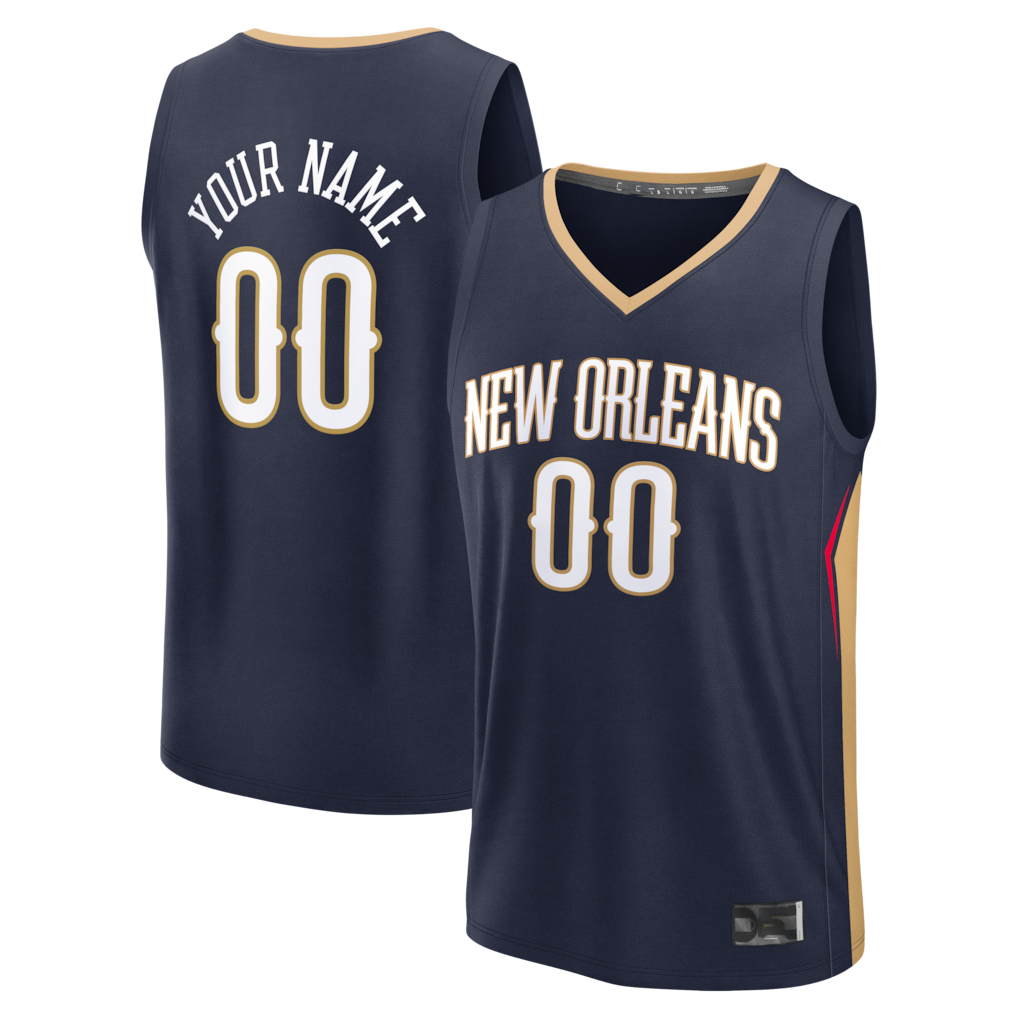 Kooe Custom NO.Pelicans Navy Fast Break Stitched Jerseys- Icon Edition