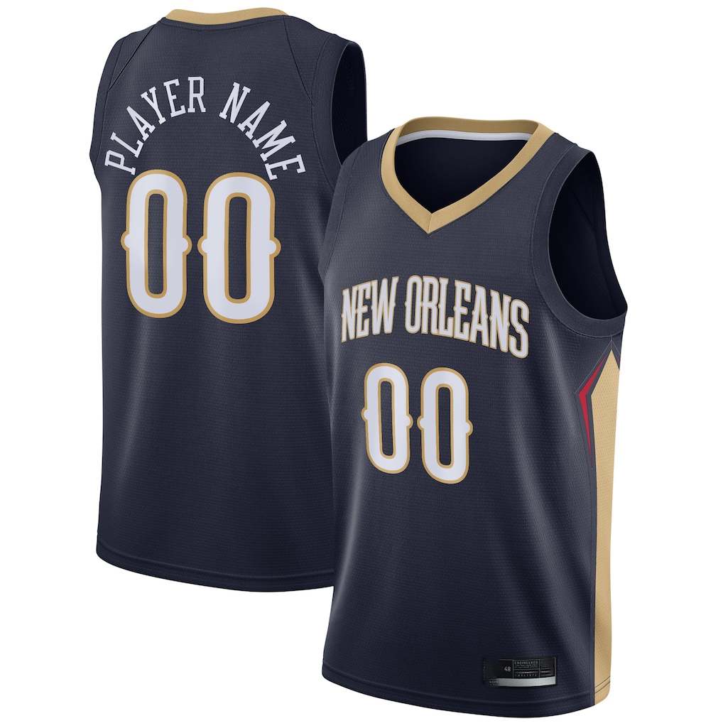 Kooe Custom NO.Pelicans Navy Swingman Stitched Jerseys- Icon Edition