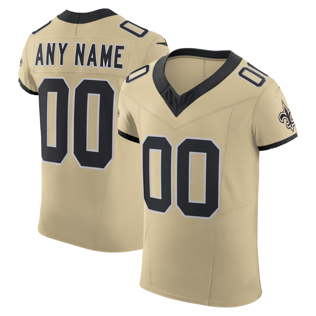 Kooe Custom NO.Saints Gold Alternate Vapor F.U.S.E. Elite Stitched Jerseys