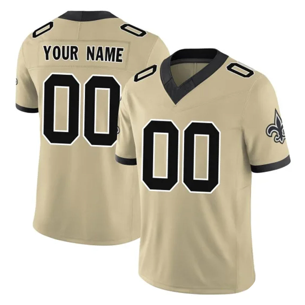 Kooe Custom NO.Saints Gold Limited Vapor F.U.S.E. Home Game Any Name & Numbers Stitched Jerseys