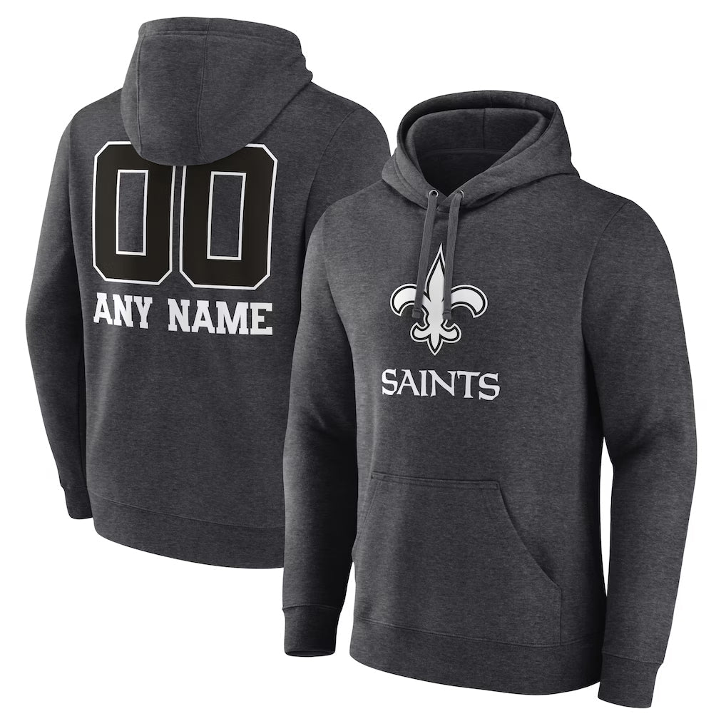 Kooe Custom NO.Saints Gray Pullover Hoodies Limited Any Name & Numbers  Stitched Jerseys
