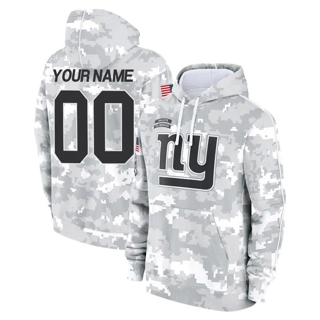 Kooe Custom NY.Giants Arctic Camo Salute to Service Pullover Hoodies Limited Game Any Name & Numbers Stitched Jerseys