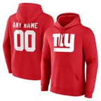 Kooe Custom NY.Giants Red Team Authentic Personalized Name & Number Hoodie Stitched Jerseys