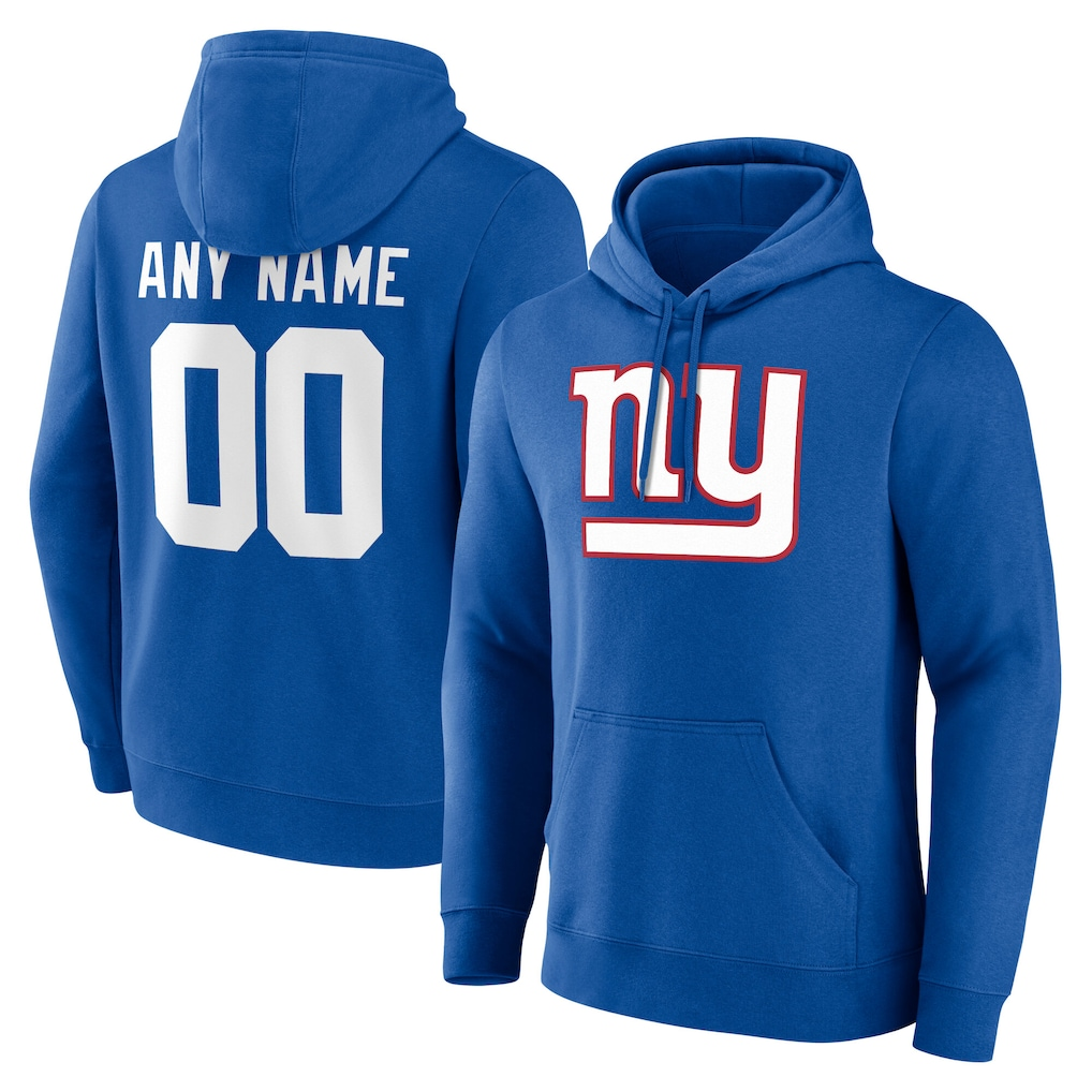 Kooe Custom NY.Giants Royal Team Authentic Personalized Name & Number Hoodie Stitched Jerseys