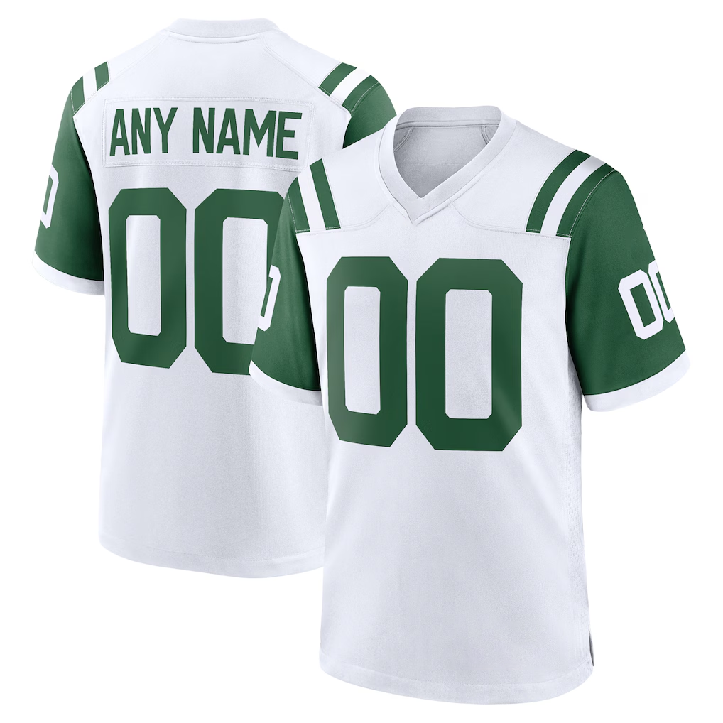 Kooe Custom NY.Jets White Classic Alternate Replica Stitched Jerseys