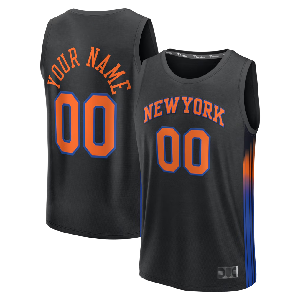 Kooe Custom NY.Knicks  Black Fast Break Jerseys - Icon Edition