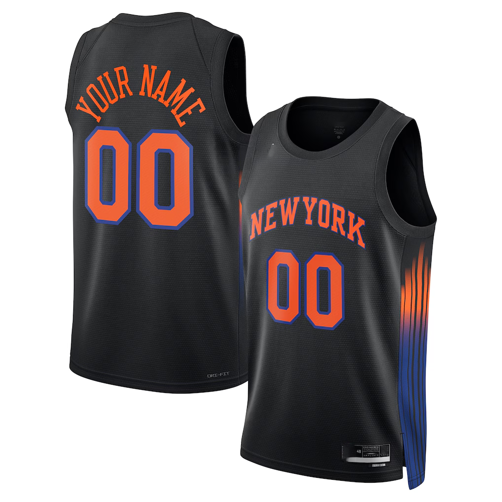 Kooe Custom NY.Knicks Black Swingman Jerseys - Statement Edition