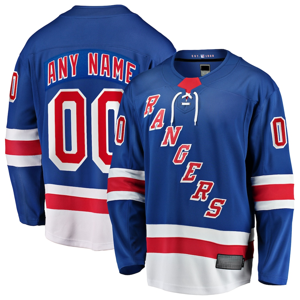 Kooe Custom NY.Rangers Blue Home Breakaway Jerseys