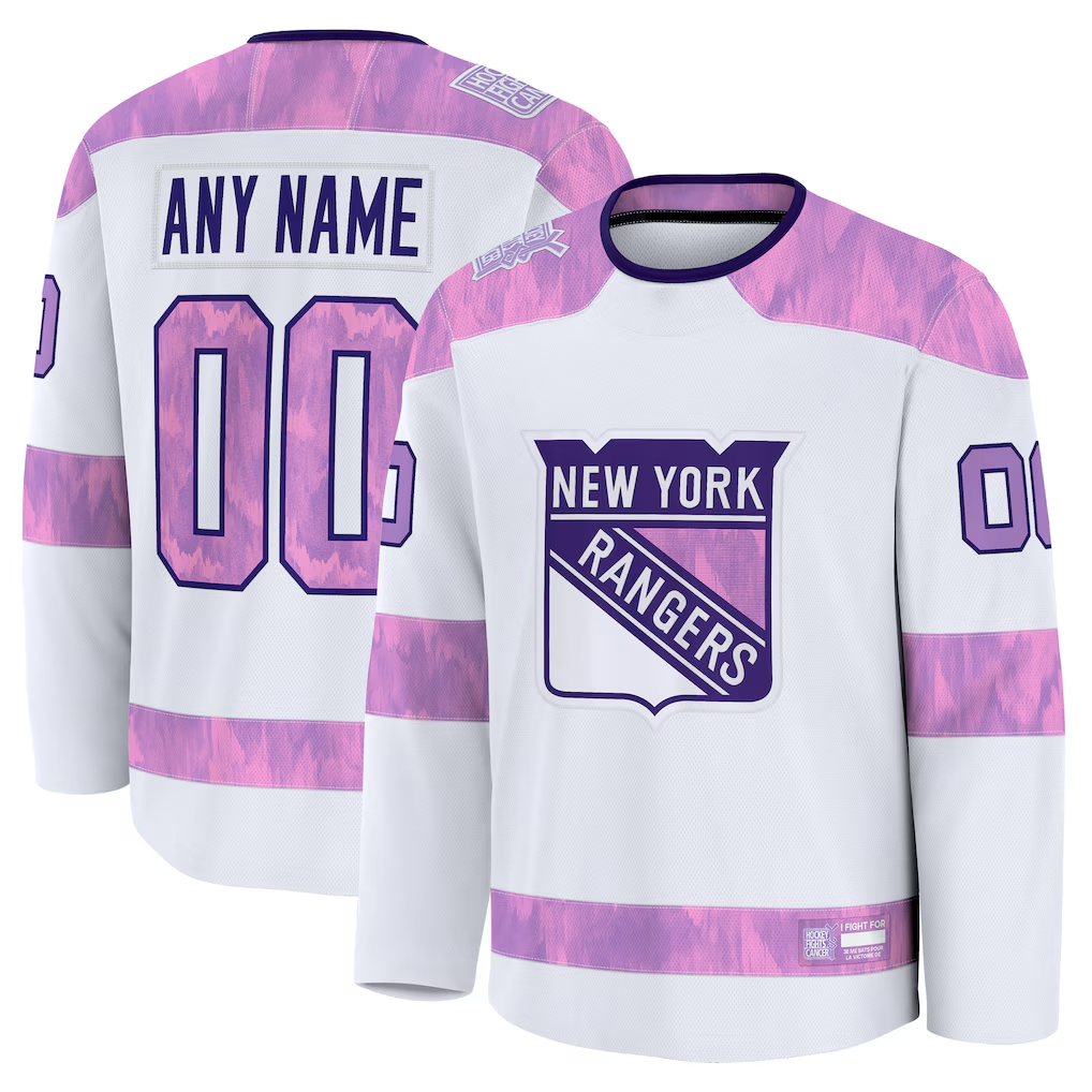Kooe Custom NY.Rangers White 2024 Hockey Fights Cancer Practice Jerseys