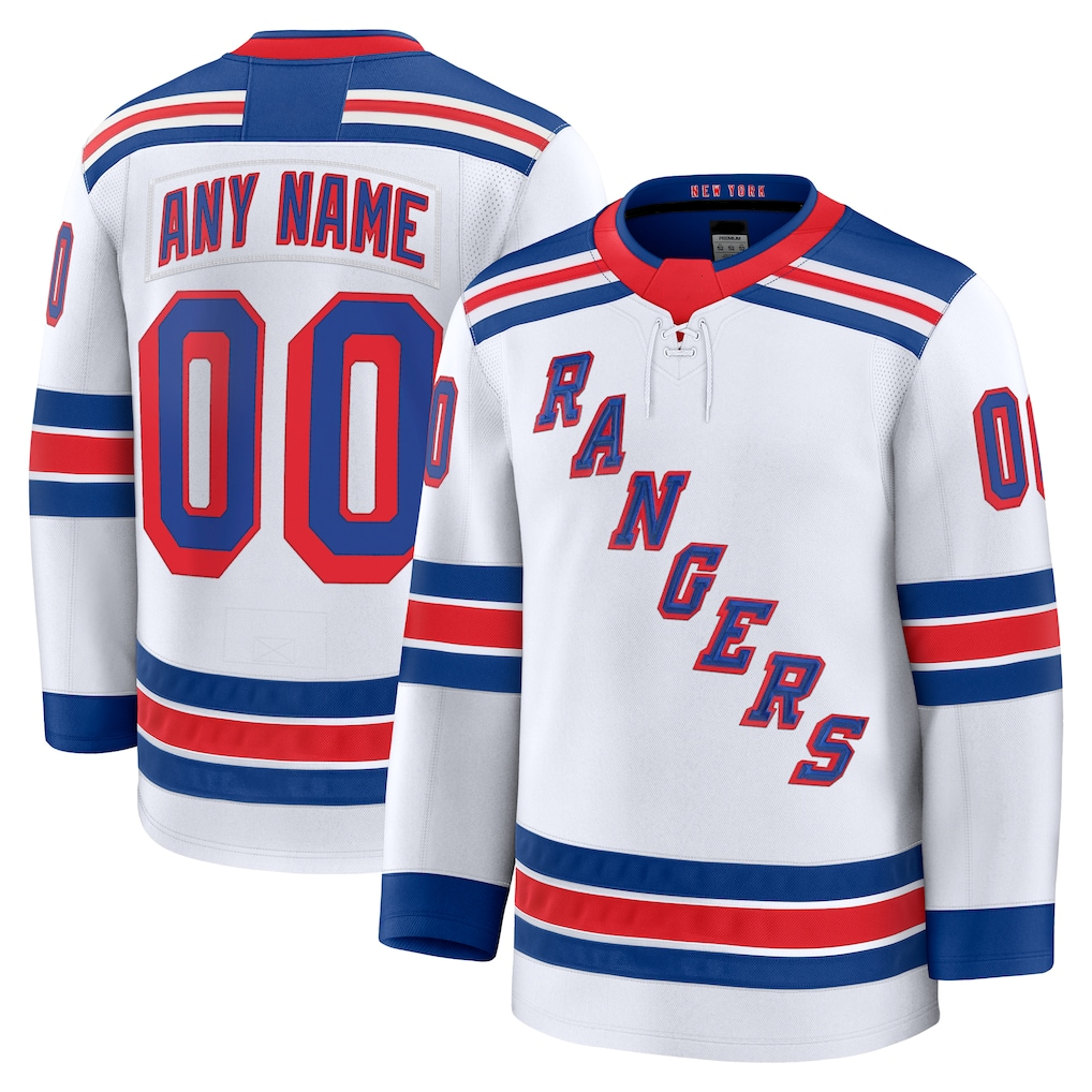 Kooe Custom NY.Rangers White Away Premium Jerseys