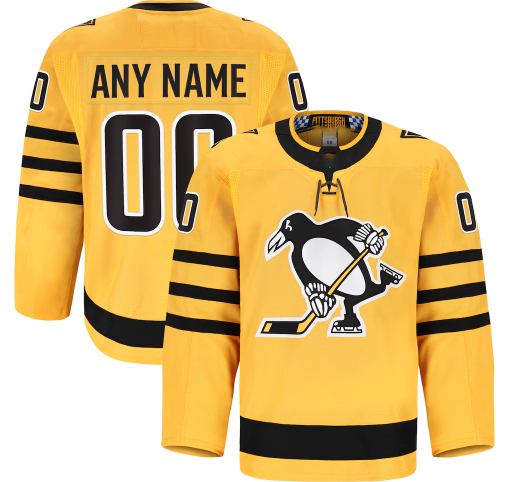 Kooe Custom P.Penguins Gold Alternate Authentic Pro Jerseys