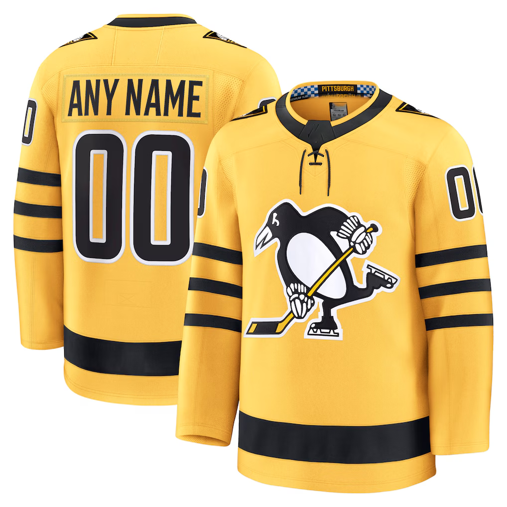 Kooe Custom P.Penguins Gold Alternate Premium Jerseys