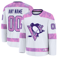 Kooe Custom P.Penguins White 2024 Hockey Fights Cancer Jerseys